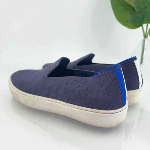 Rothy's Women's The Original Slip On Sneaker Size 6 Blue White Knit Shoe - Picture 5 of 14